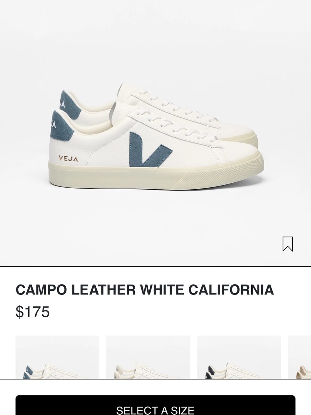 Veja Campo Leather Sneakers in White & Blue Gray